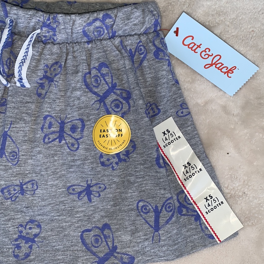 NWT Cat & Jack Scooter Skort XS Gray w/ Butterflies 4/5 - Picture 3 of 7